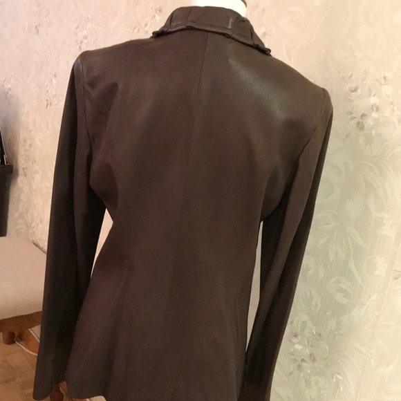 NWOT Elie Tahari brown leather jacket size L - Picture 4 of 13
